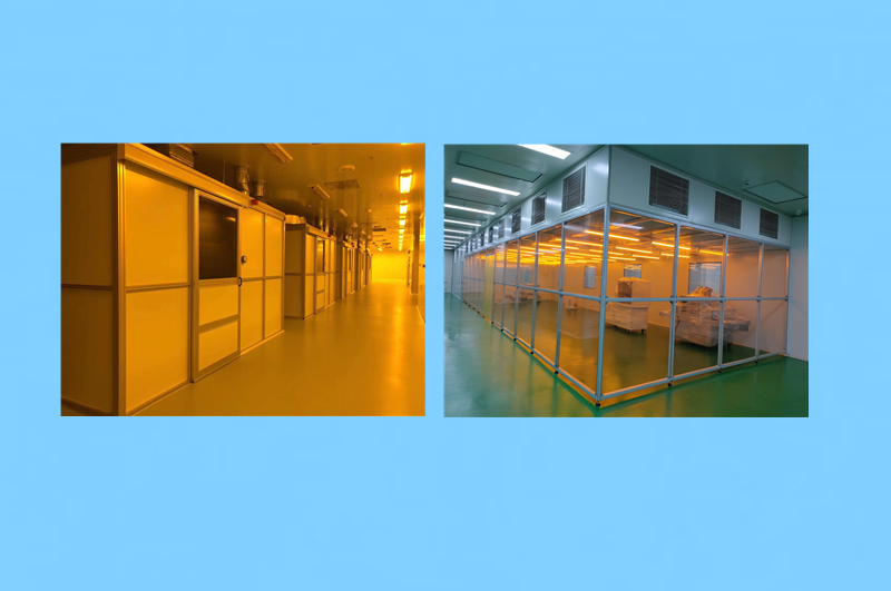 ایستگاه کاری غرفه تمیز قابل تنظیم که شبکه سقف مستقل FFU را نشان می دهد. موجود در مواد دیواری مختلف متناسب با ماشین آلات تولیدی خاص.